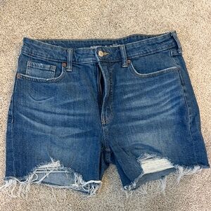 Denim Frayed Hem Women's Shorts - Blue